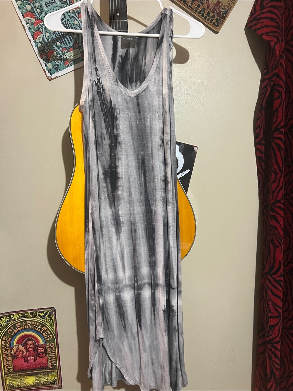Olivia Rae Gray and Black Tie-Dye Maxi Dress